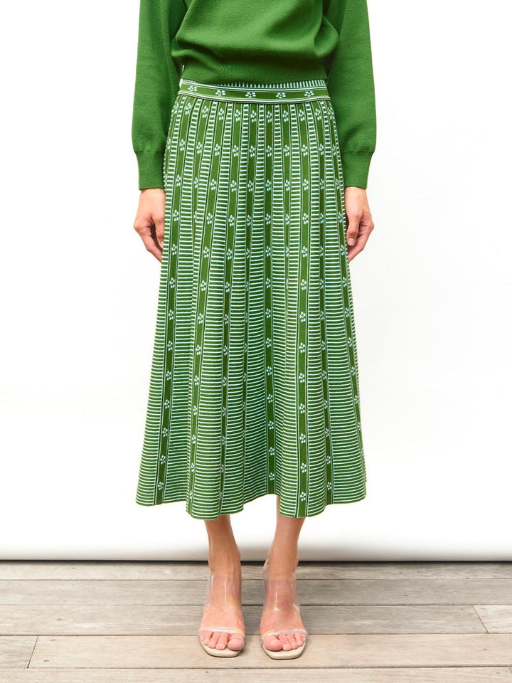 Sofia ™-Green Floral Jacquard Skirt