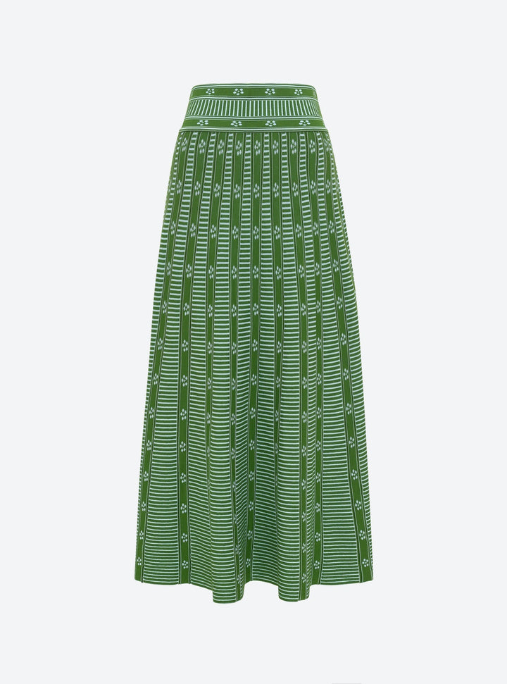 Sofia ™-Green Floral Jacquard Skirt