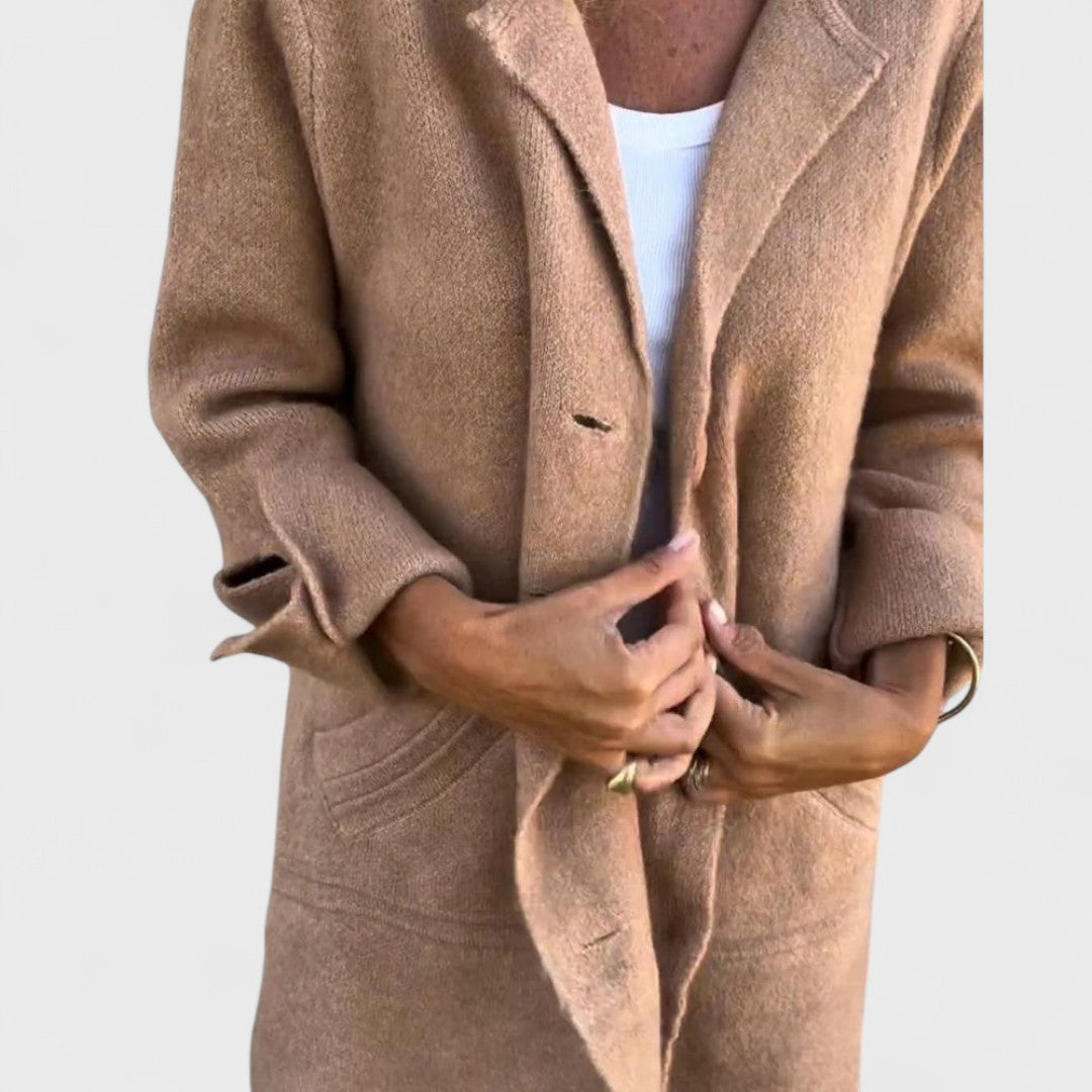 Freya | Casual Long Coat with Lapel