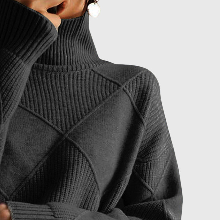 Angela - Modern Geometric Turtleneck Sweater